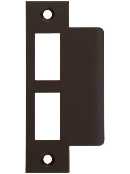 Solid Brass Mortise Lock Strike Plate - 1 5/8-Inch Extended Lip in Oil-Rubbed Bronze.